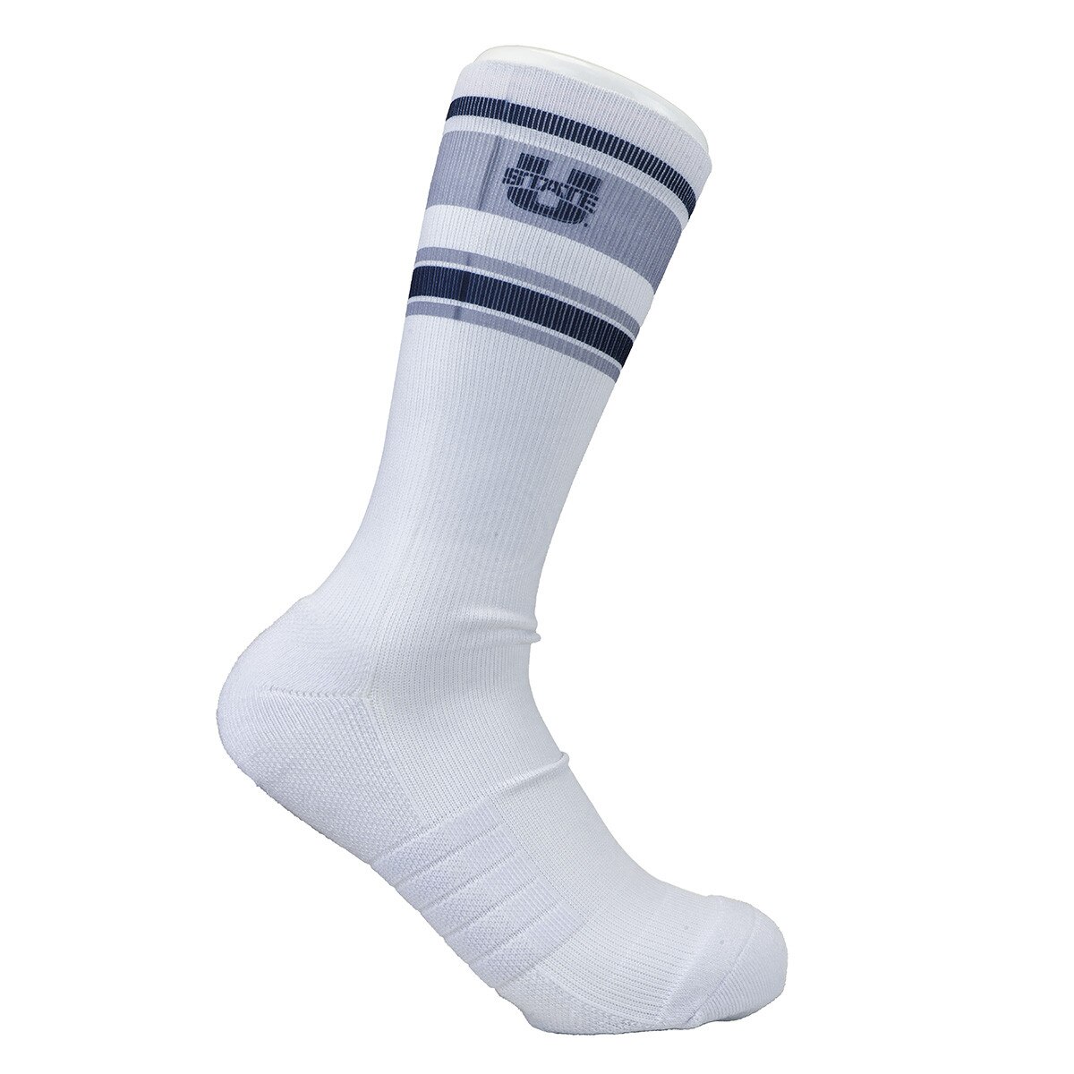 Utah State Strideline White Striped Socks